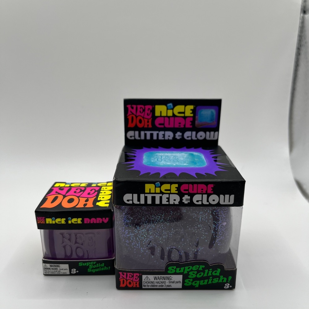 Needoh Purple Nice Ice Baby & Nice Cube Glitter and Glow bundle